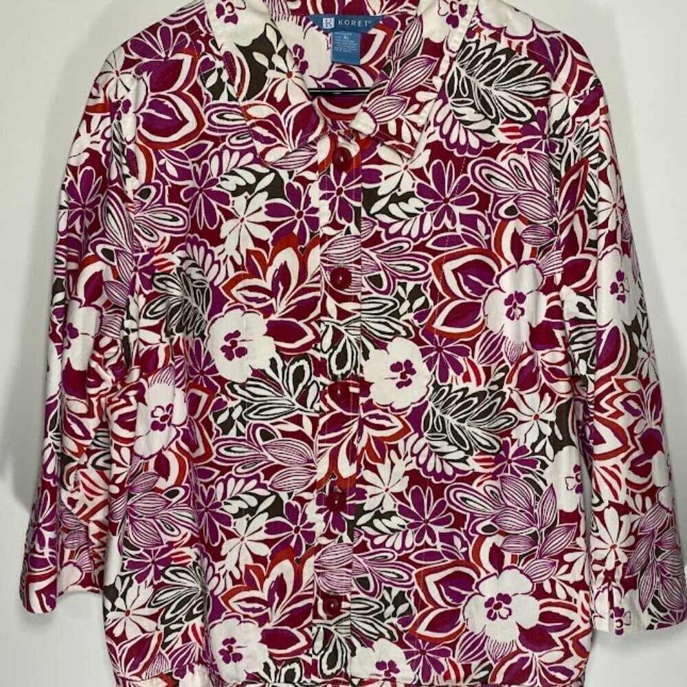 Koret Floral 3/4 Sleeve Button Jacket